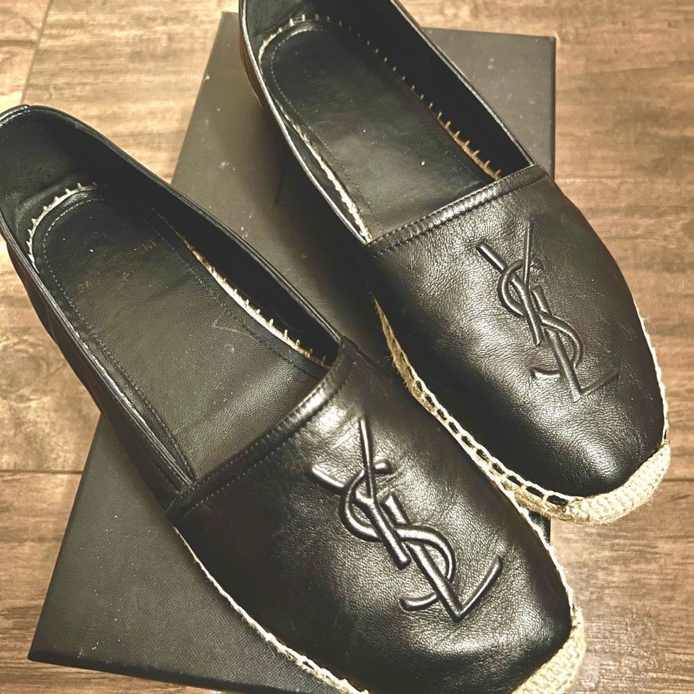 YSL black espadrille loafers